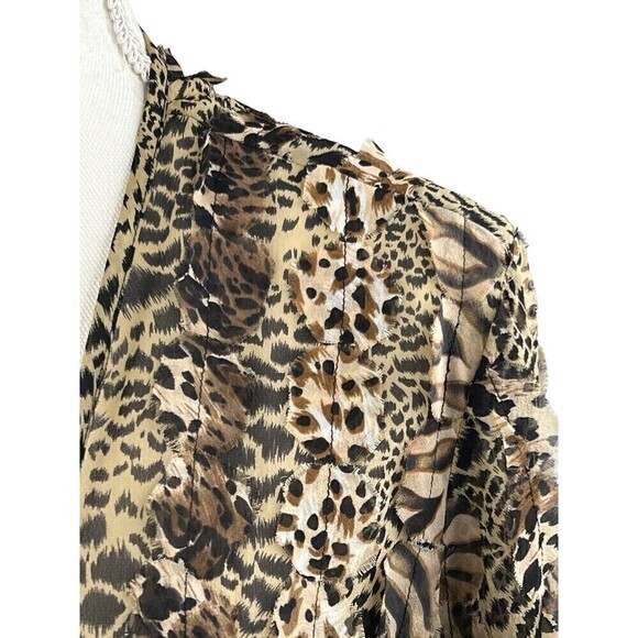 Chico's Front Tie Top 100% Silk Leopard Print Semi-sheer Lightweight Sz 1 (US S) - Picture 4 of 12
